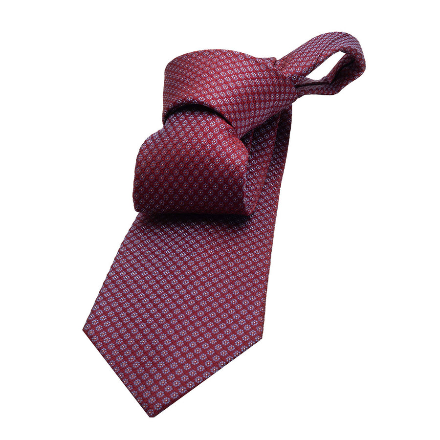 Red & Light Blue Geometric Foulard Silk Tie