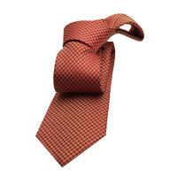 Orange & Gold Geometric Foulard Silk Tie