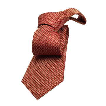 Orange & Gold Geometric Foulard Silk Tie