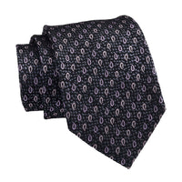 Grey & Pink Paisley Geometric Foulard Silk Tie 