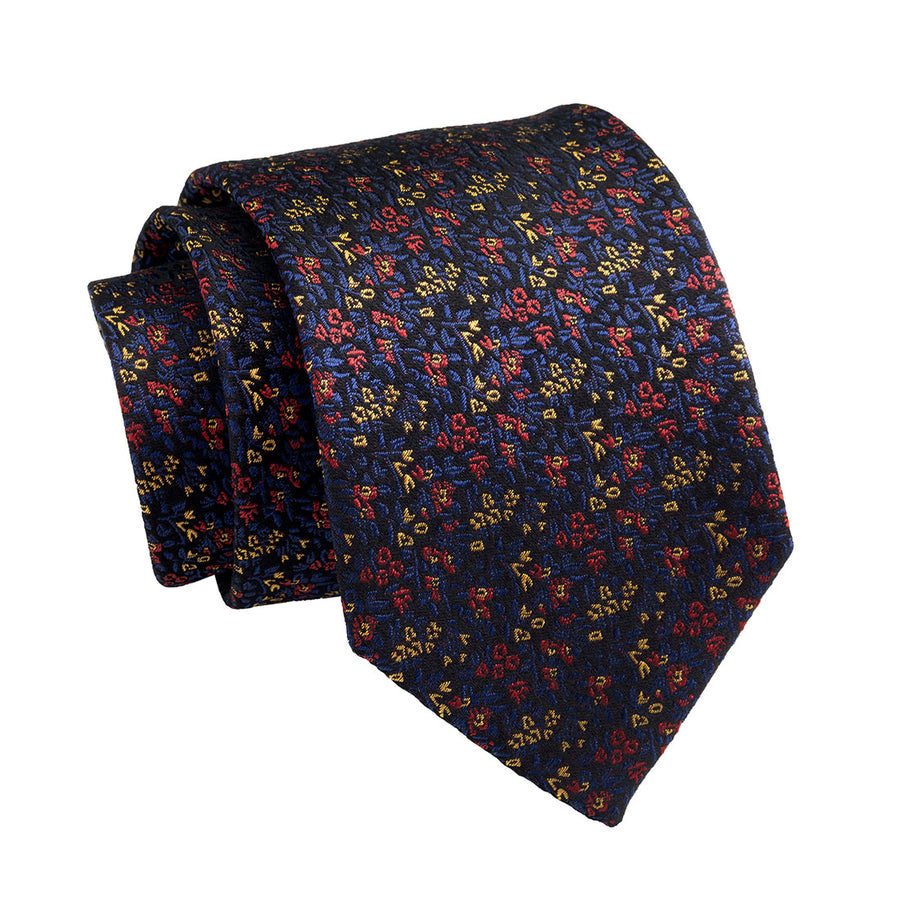 Dark Brown & Gold Floral Silk Tie 