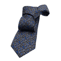 Black , Blue & Light Brown Floral Silk Tie 