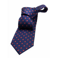 Navy & Red Geometric Foulard Premium Silk Tie 