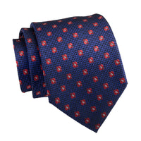 Navy & Red Geometric Foulard Premium Silk Tie 