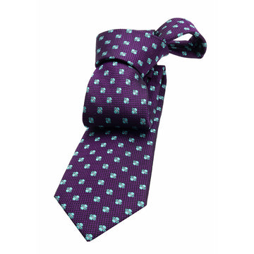 Purple & Turquoise Geometric Foulard Premium Silk Tie 