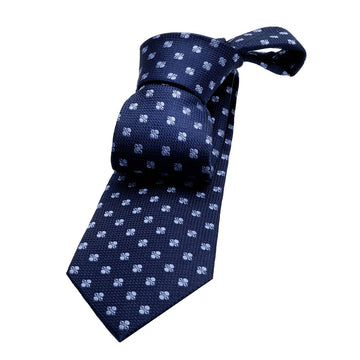 Navy & Light Blue Geometric Foulard Premium Silk Tie 