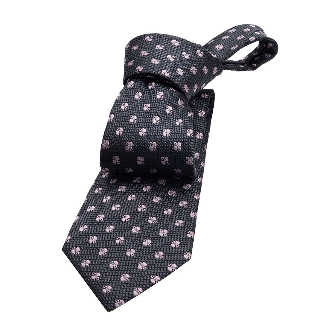 Grey & Pink Geometric Foulard Premium Silk Tie 