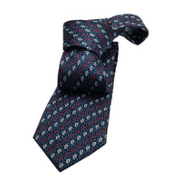 Navy, Red & White Paisley Silk Tie 