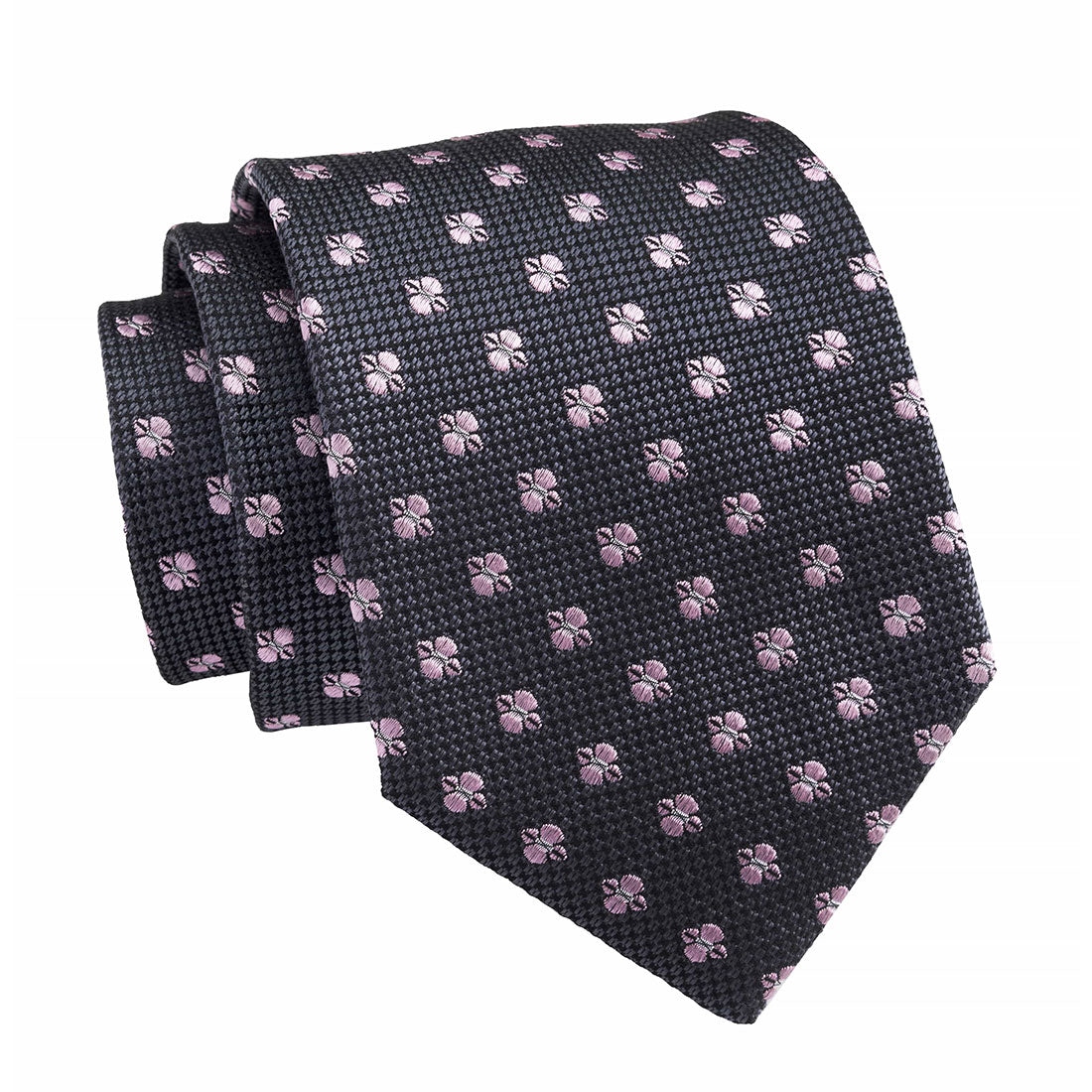 Grey & Pink Geometric Foulard Premium Silk Tie 