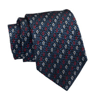 Navy, Red & White Paisley Silk Tie 