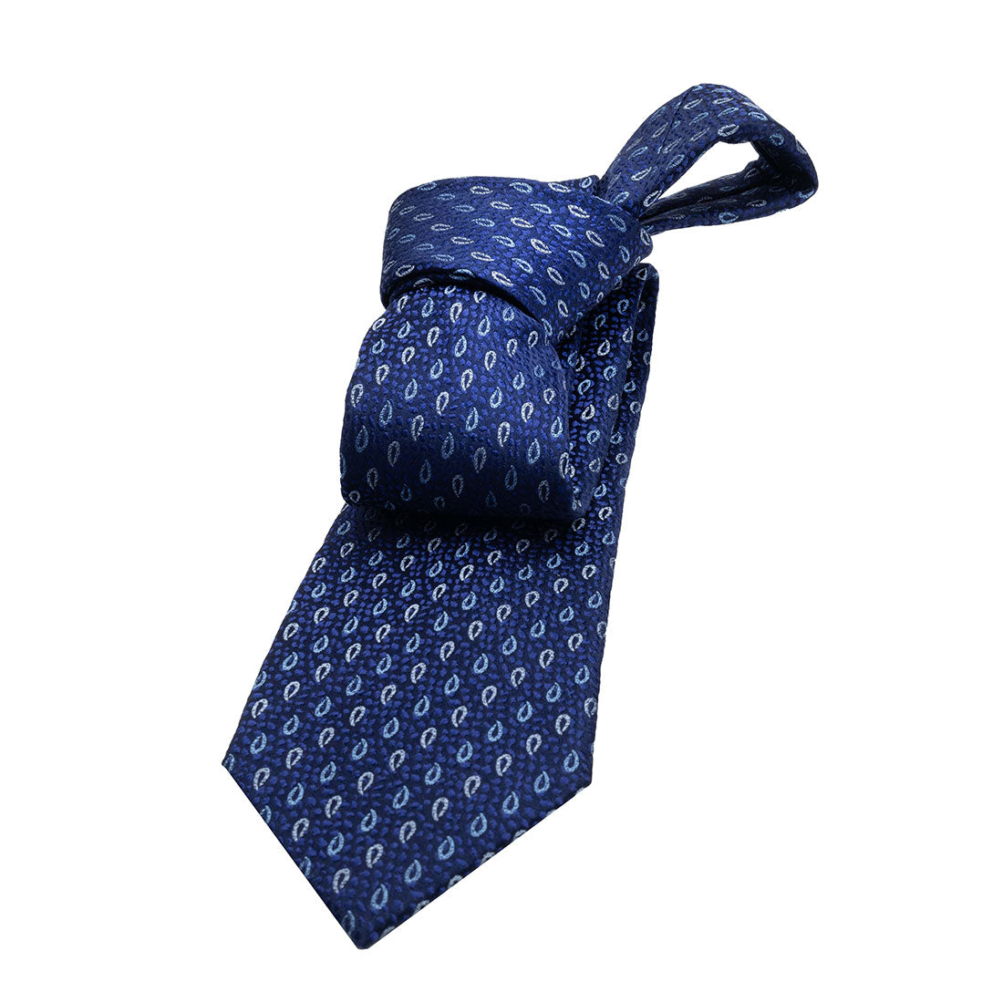 Blue, Light Blue & Silver Paisley Silk Tie 