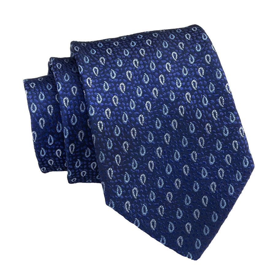 Blue, Light Blue & Paisley Silk Tie 