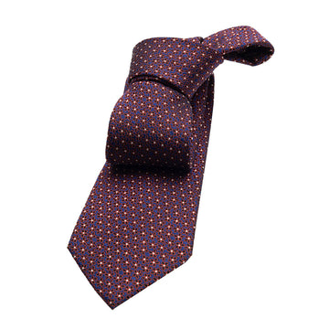 Blue & Burgundy Geometric Foulard Silk Tie 