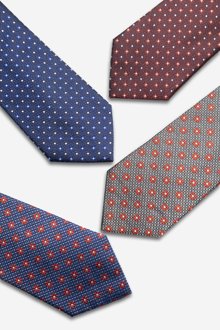 Geometric Foulard Patterned Silk Ties 