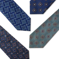 Geometric Foulard Pattern Silk Ties 