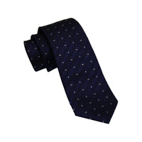 Navy Geometric Foulard Skinny Silk Tie 