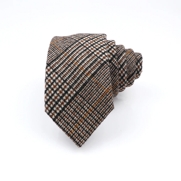 Brown, Black & Orange Plaid Tie