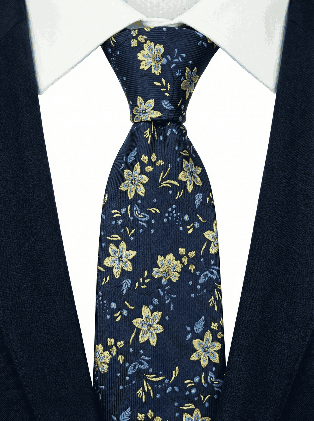 Lake George Floral Silk Tie, Navy / Yellow / Light Blue Extra Long Length 63 inches (for men 6'1 and over) Lake George Floral Silk Tie, Navy / Yellow / Light Blue Extra Long Length 63 inches (for men 6'1 and over)