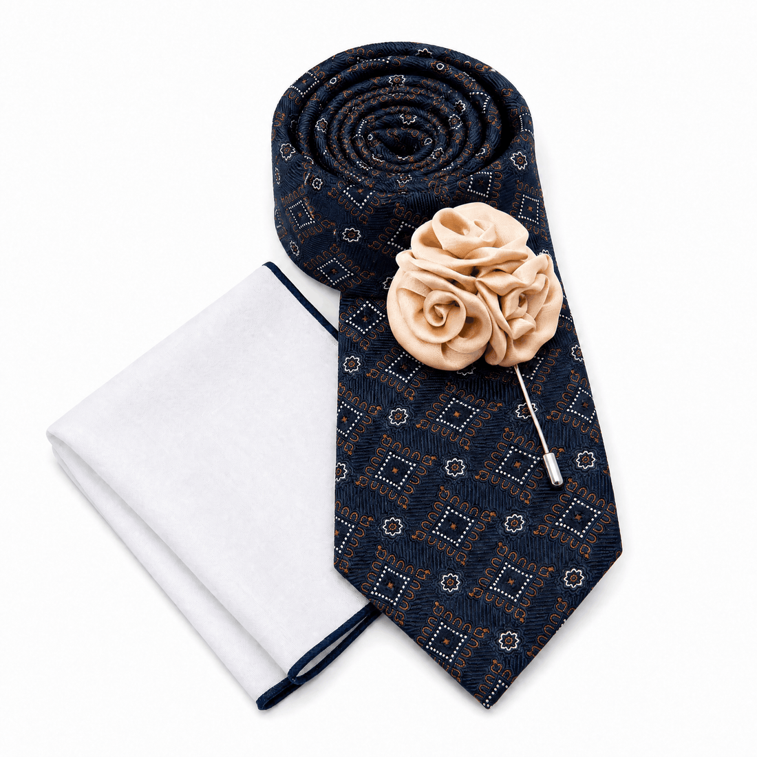 Navy & Brown Ties & Accessories Wedding Set
