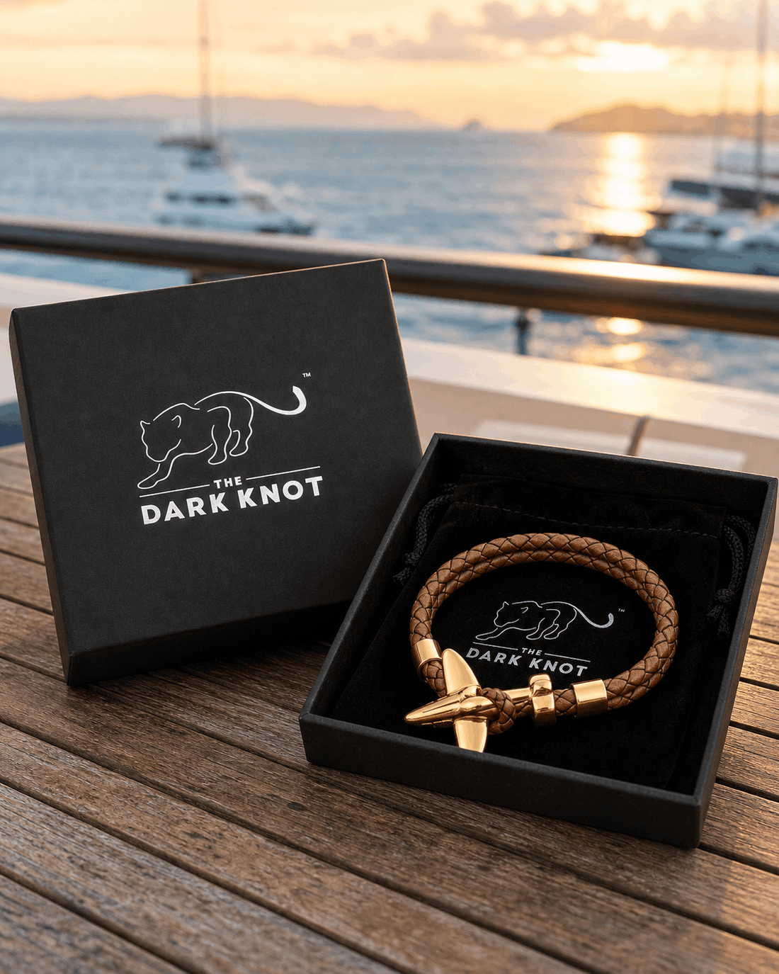 Tan & Gold Anchor Bracelet