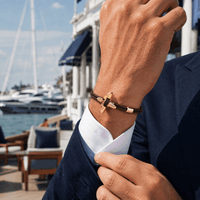 Dark Brown & Gold Anchor Bracelet