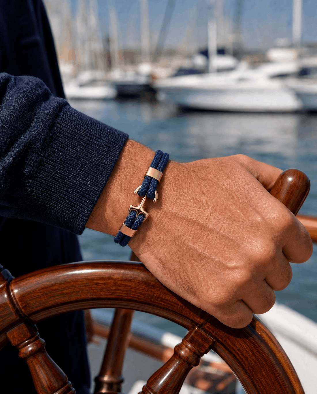 Navy & Gold Anchor Bracelet