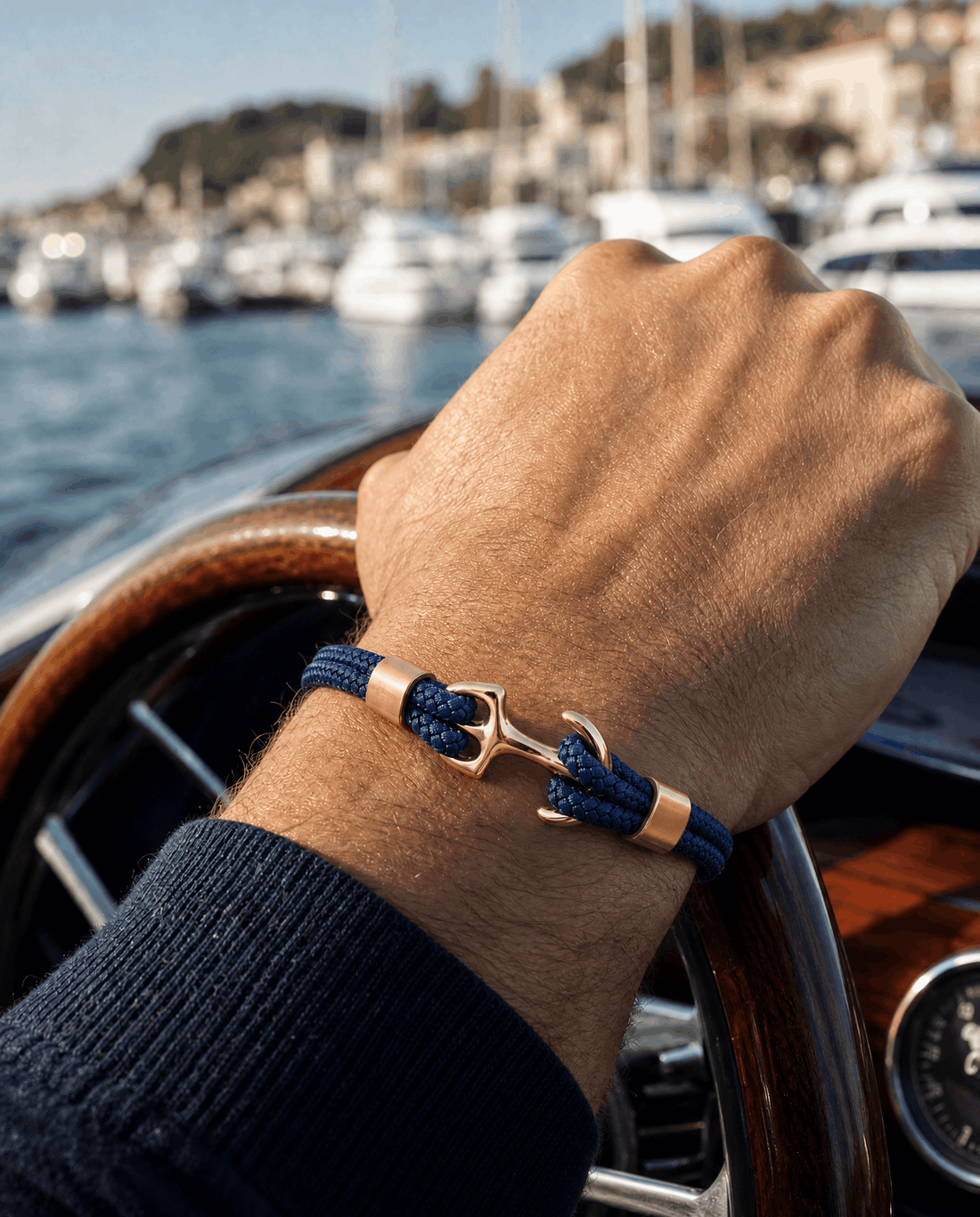 Navy & Gold Anchor Bracelet