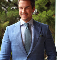 Turquoise, White & Light Blue Polka Dot Silk Tie