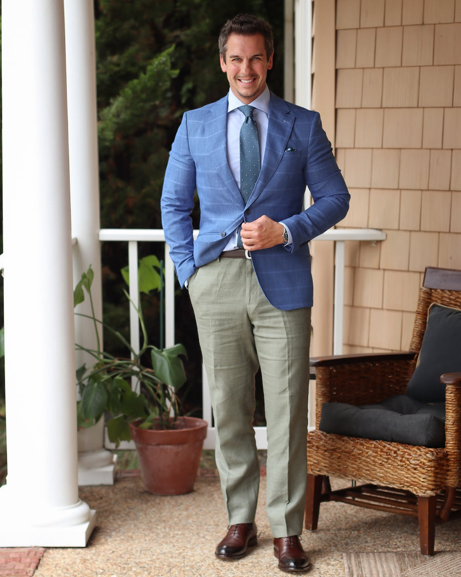 Turquoise, White & Light Blue Polka Dot Silk Tie 