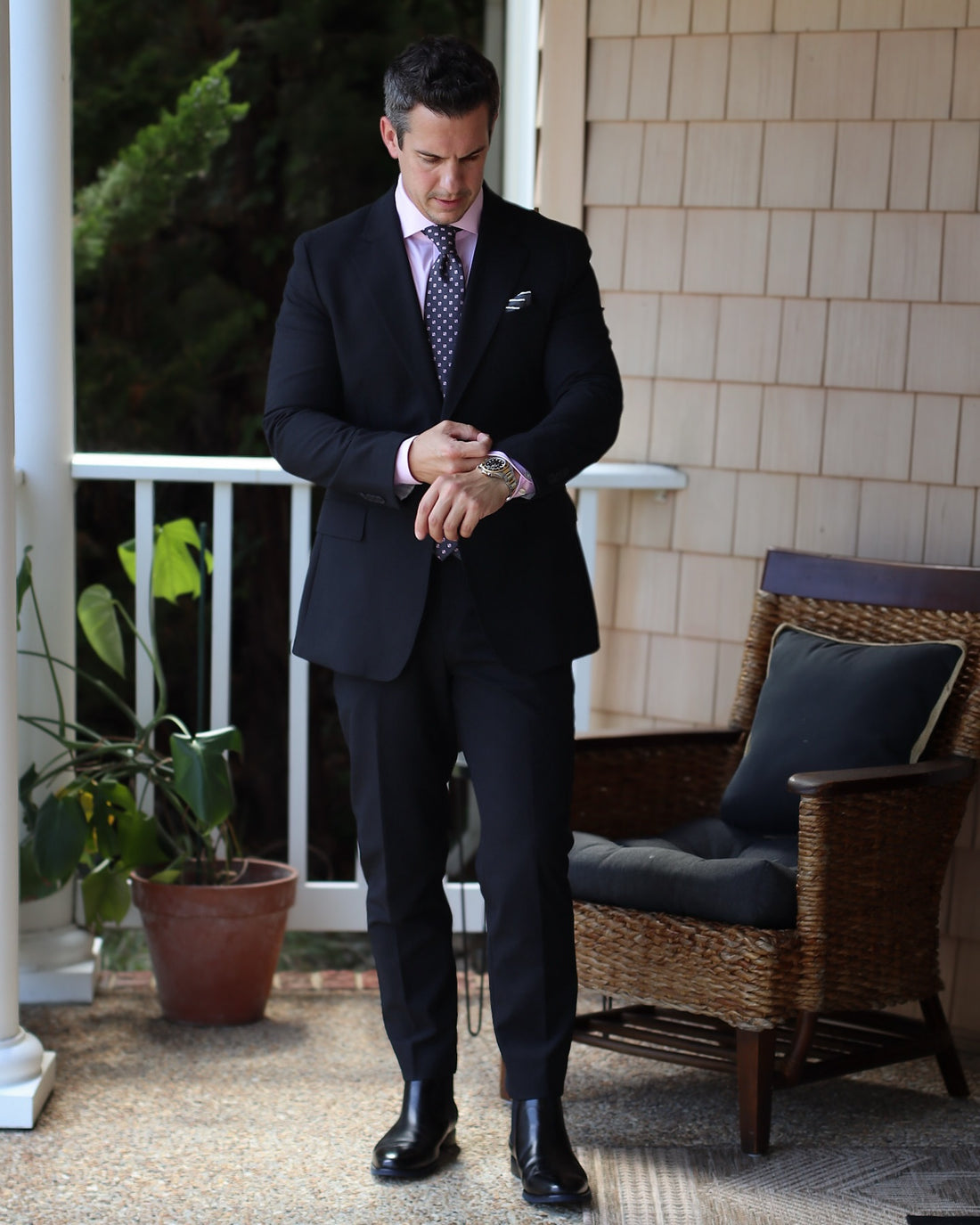 Grey & Pink Geometric Foulard Patterned Silk Tie 