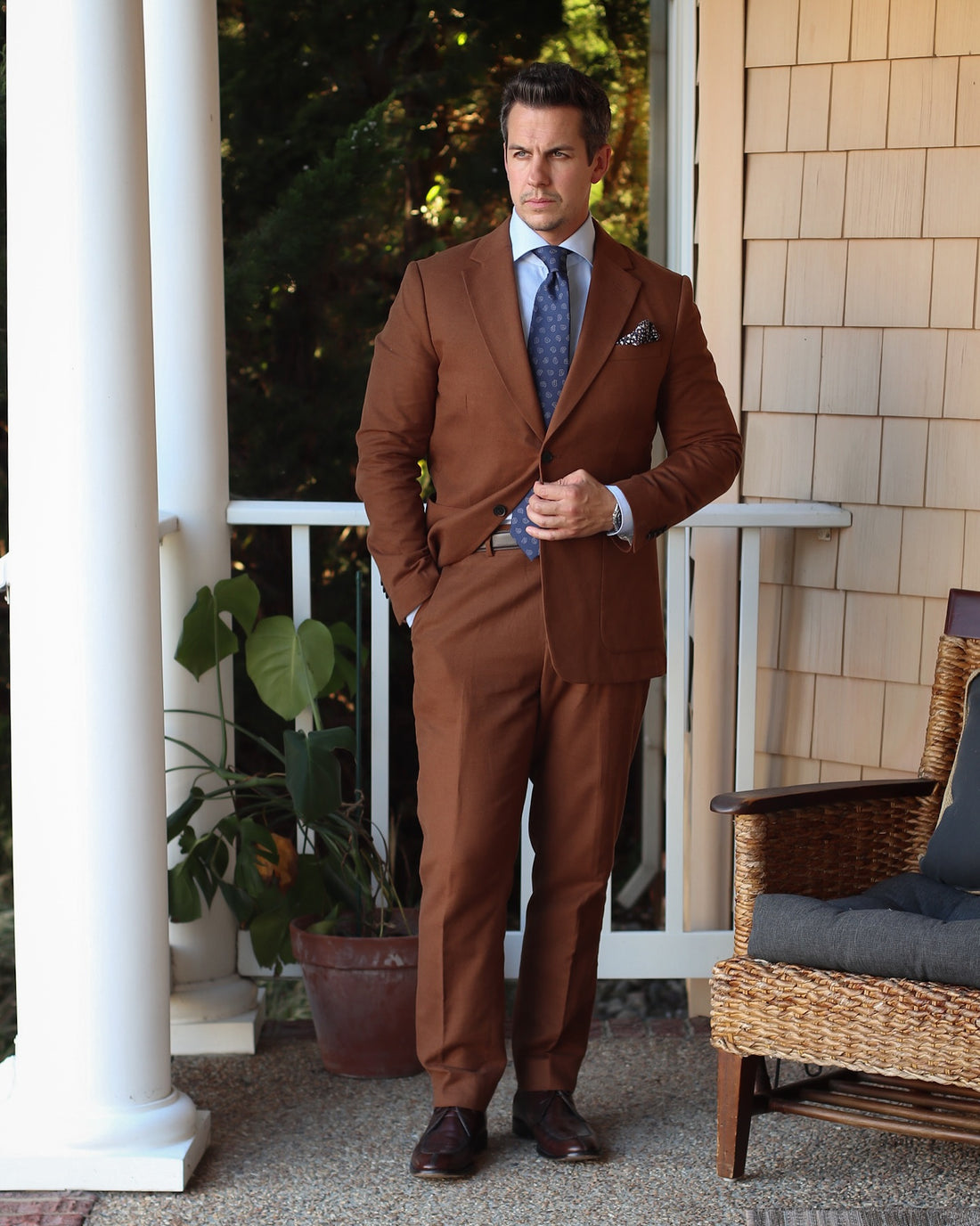 Navy & Silver Paisley Silk Tie 