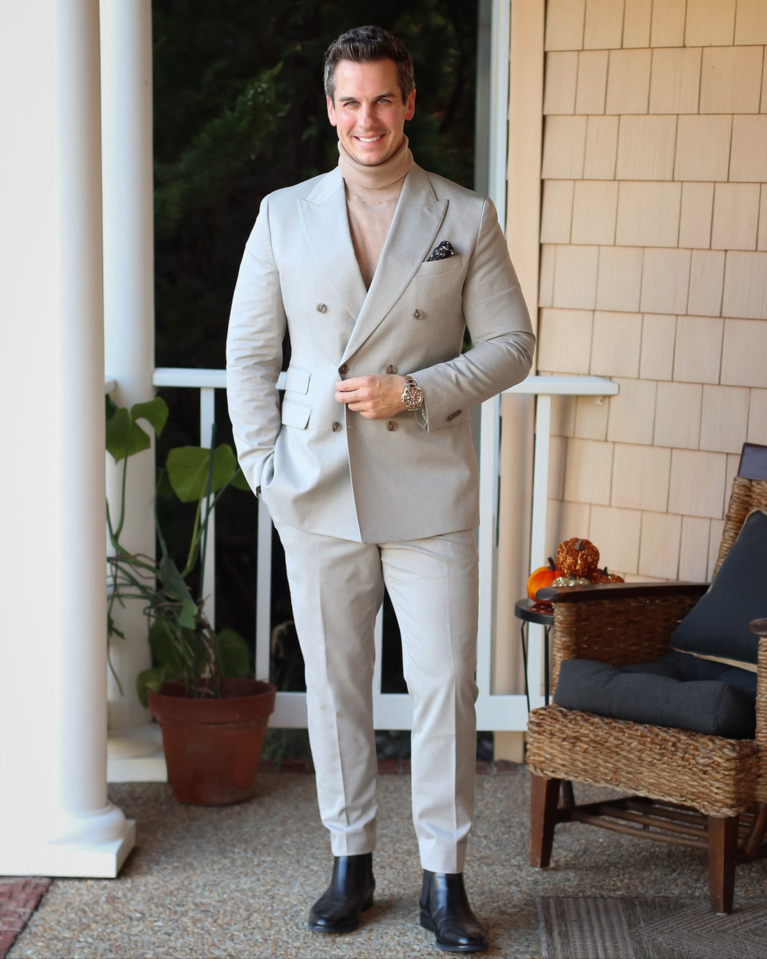 Black, White & Grey Anchor Silk Pocket Square