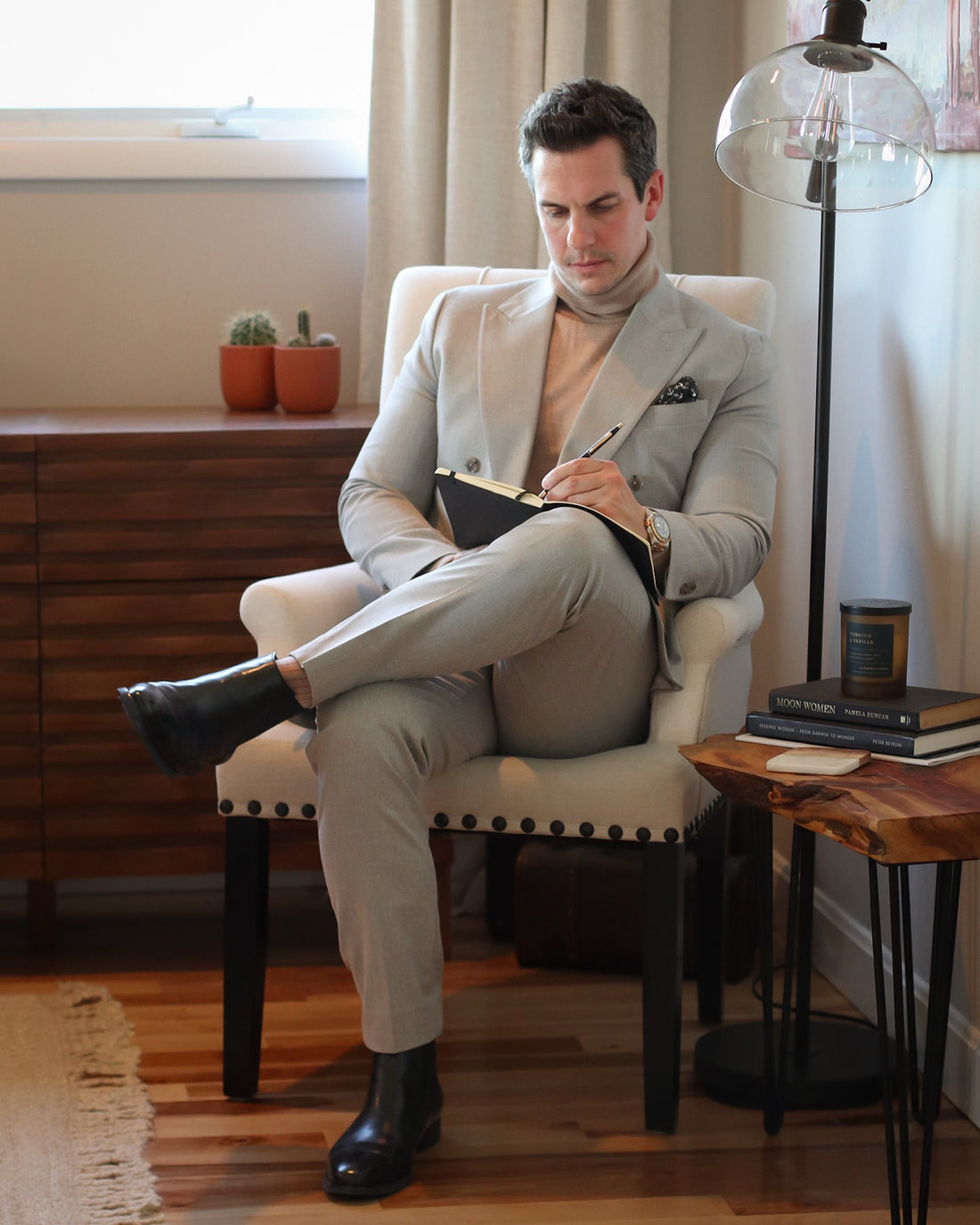 Black, White & Grey Anchor Silk Pocket Square