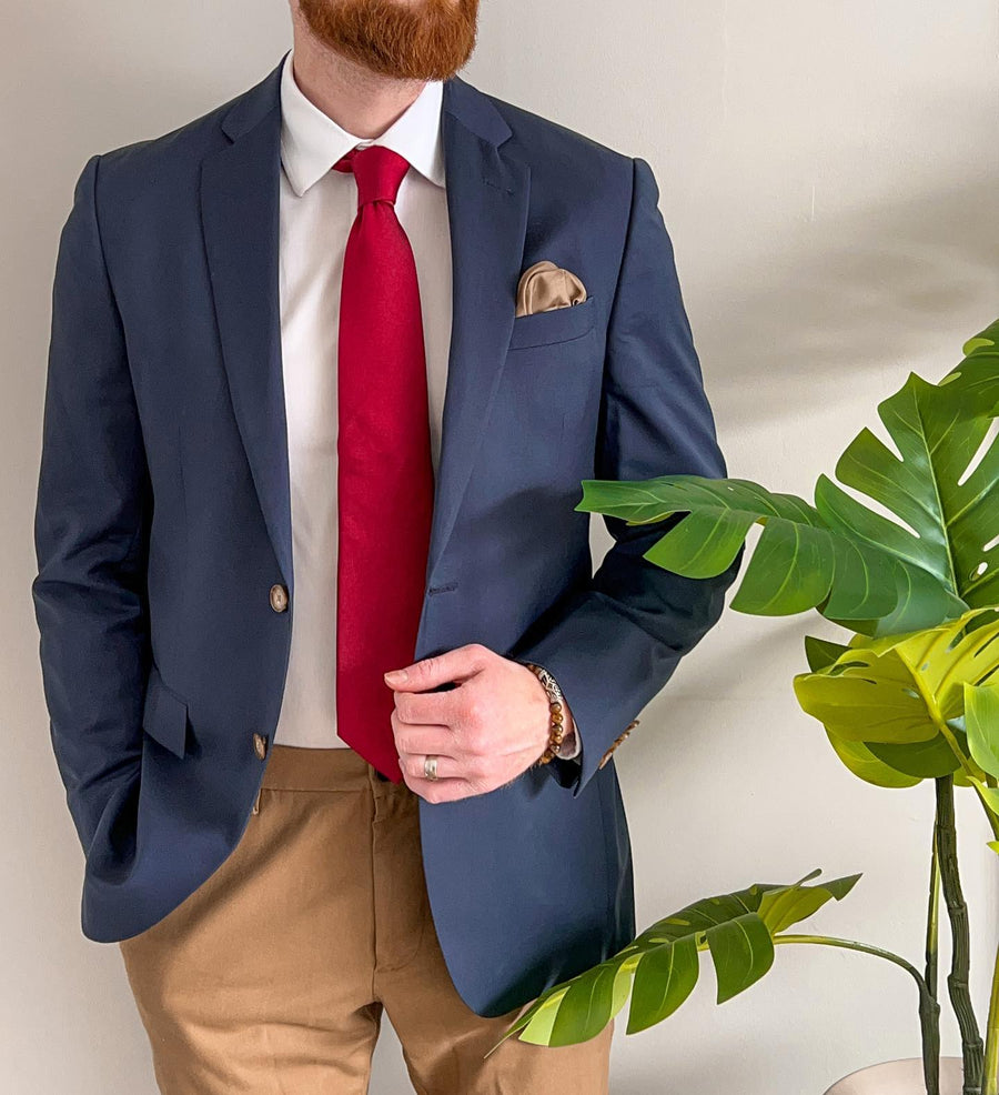 Solid Red Silk Tie