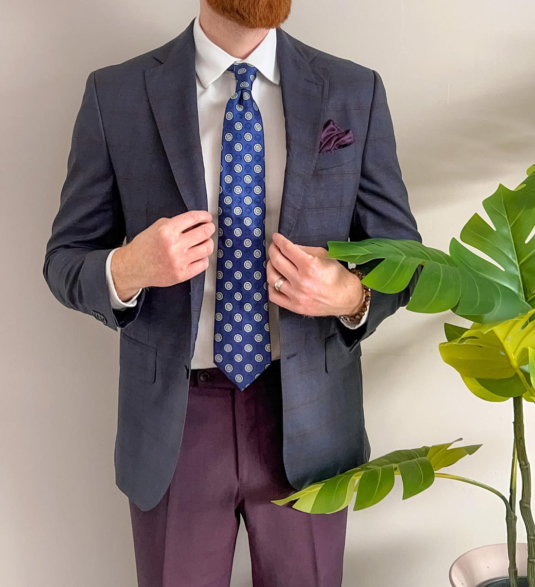 Blue & Silver Geometric Foulard Silk Tie 