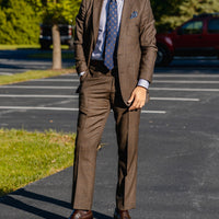 Navy & Bronze Geometric Foulard Silk Tie