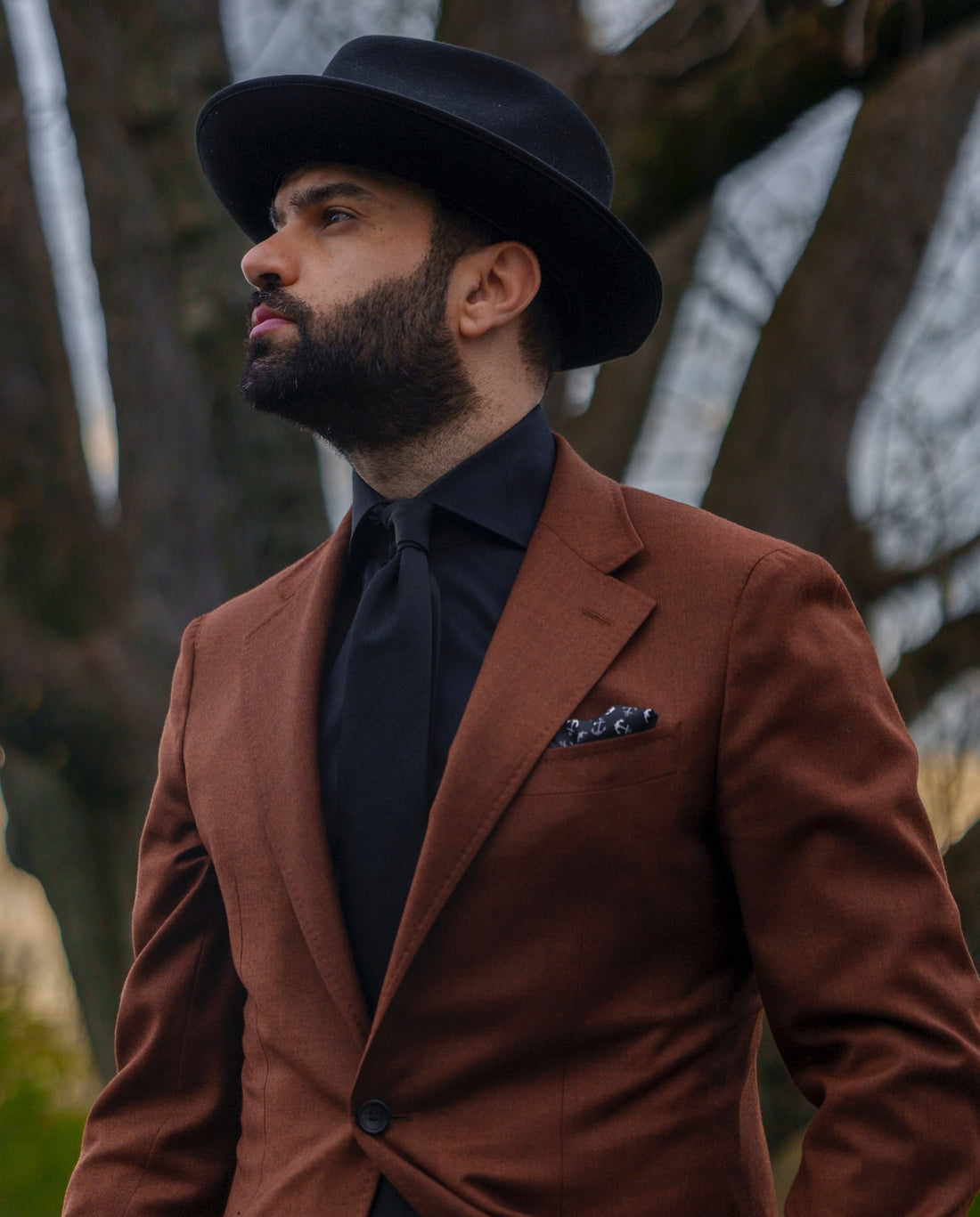 Black, White & Grey Anchor Silk Pocket Square