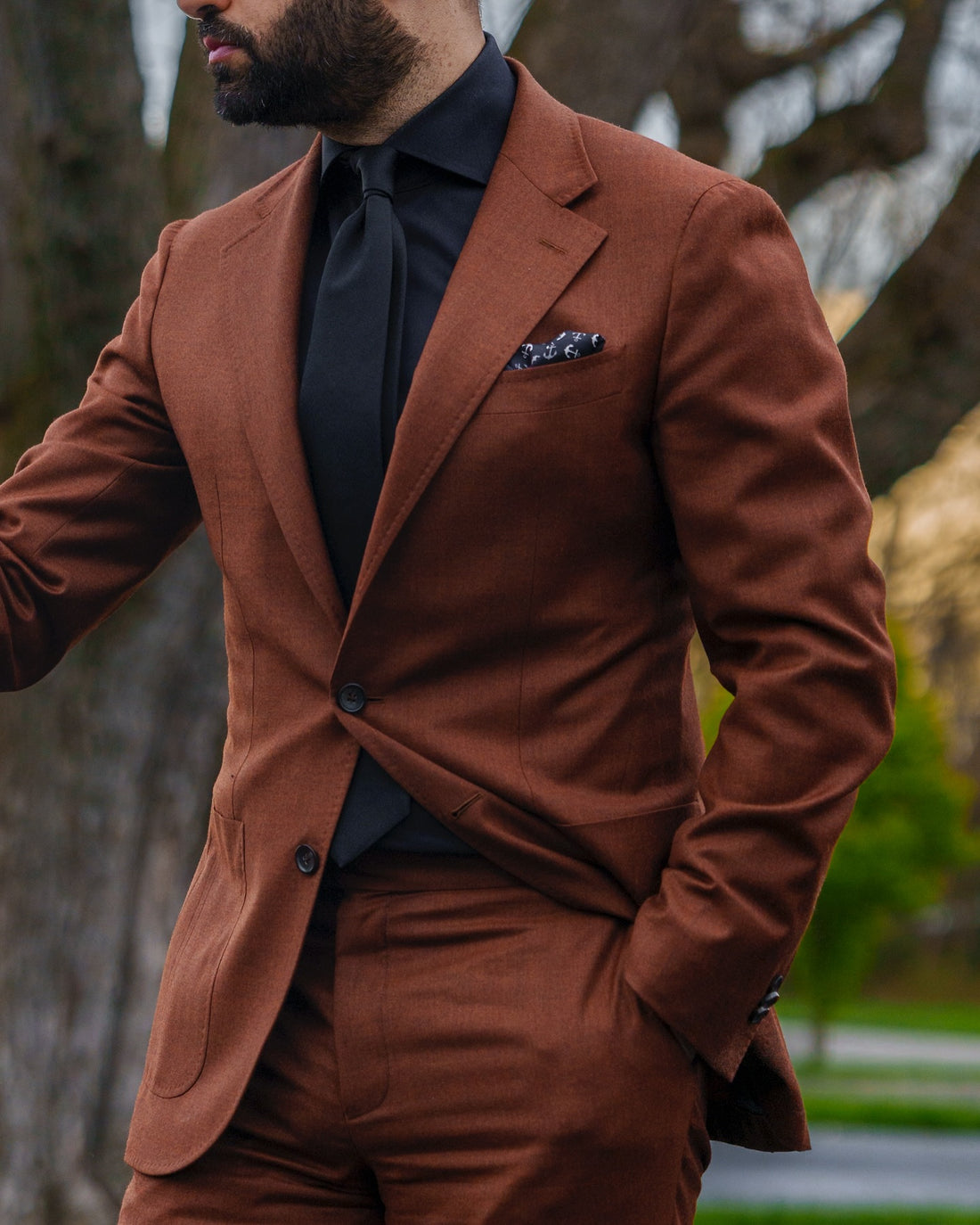 Black, White & Grey Anchor Silk Pocket Square
