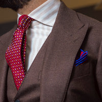 Burgundy & Silver Geometric Foulard Patterned Silk Tie 