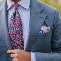 Lilac Floral Silk Pocket Square 