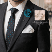 Men's Wedding Groom & Groomsmen Set | Turquoise & Navy Ties & Accessories Matching Blush Pink Wedding Theme Color