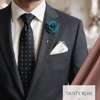 Men's Wedding Groom & Groomsmen Set | Turquoise & Navy Ties & Accessories Matching Dusty Rose Wedding Theme Color 