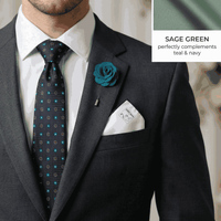 Men's Wedding Groom & Groomsmen Set | Turquoise & Navy Ties & Accessories Matching Sage Green Wedding Theme Color 