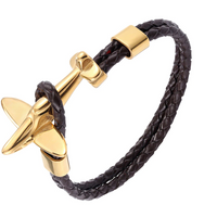 Dark Brown & Gold Anchor Bracelet