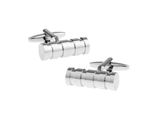 Silver cylndrical rhodium plated cufflinks