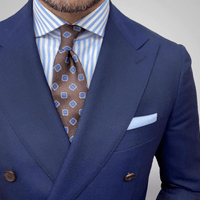 Brown & Blue Geometric Foulard Silk Tie