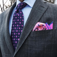 Pink & Purple Foulard Silk Pocket Square