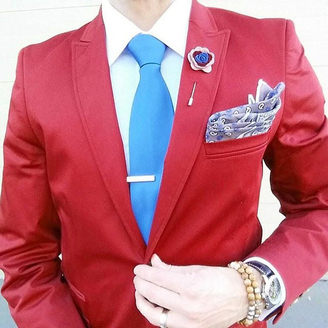 Pink Burgundy and Blue Lapel Flower