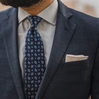 Navy & Turquoise Paisley Silk Tie