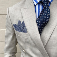 Navy, Blue & Silver Paisley Silk Tie